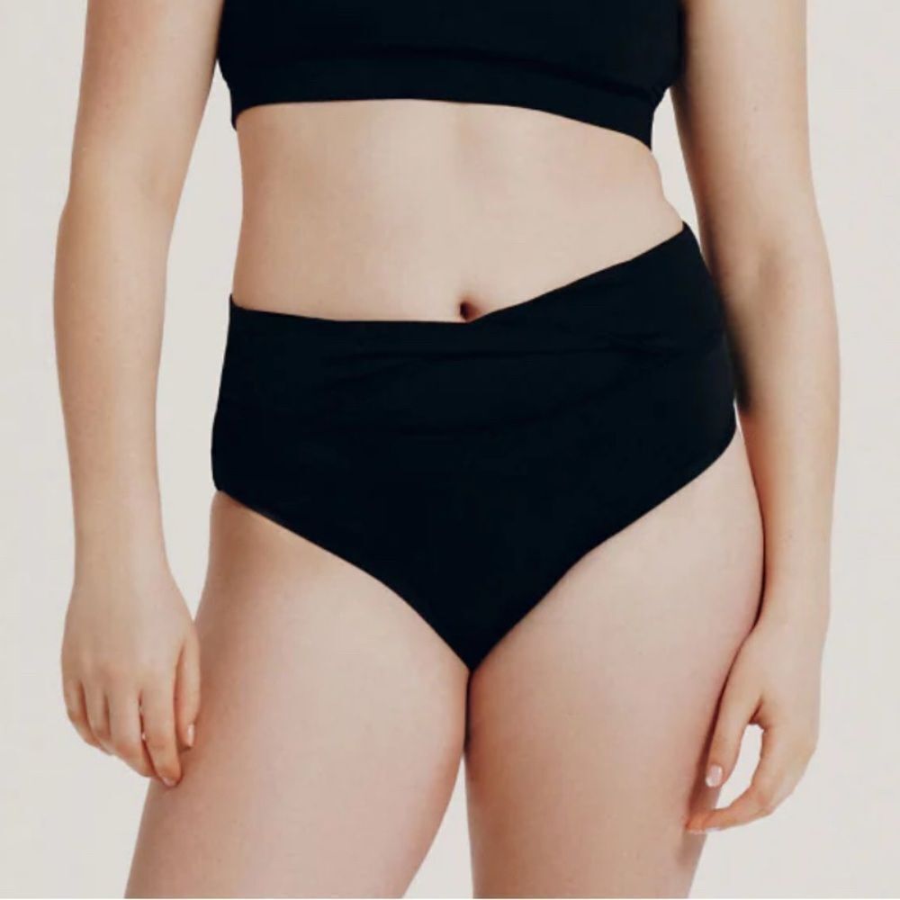 KT by Knix Period Swim Twist High Rise Bikini Bottom Black NWT IN PKG